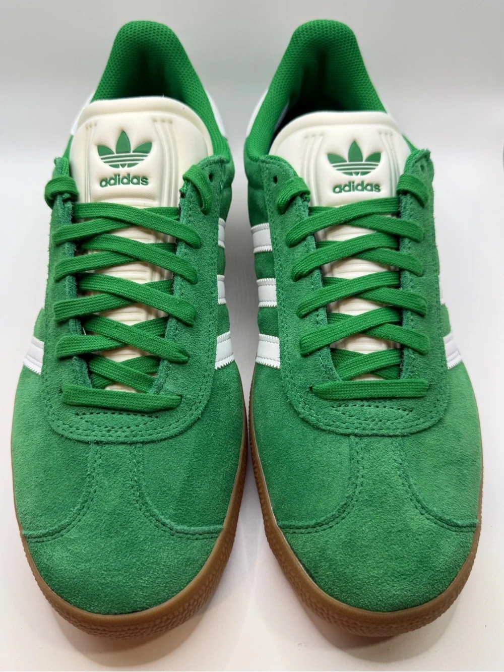 adidas Green ADV Suede Gazelle Sneakers with White Stripes